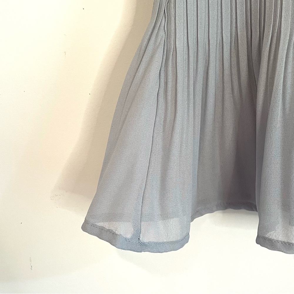 Soft Blue Pleated Ruffle Front Tank Top - Picture 5 of 8